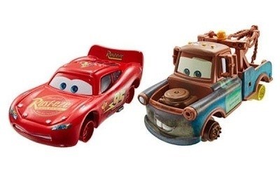 CARS 3 CARS DAREDEVIL GARAGE LIGHTNING MCQUEEN WITH NO TIRES A BURK WITH NO TIRES 2-PACK