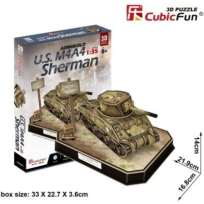 PUZZLE 3D CUBIC FUN JS4204H US TANK SHERMAN M4A4
