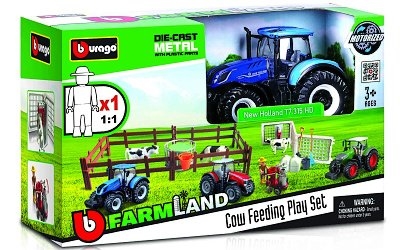 FARM LAND COW FEEDING PLAY SET TRAKTOR MASSEY FERGUSSON 8740S RED - Photo 1