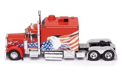 TAHAČ NÁVĚSŮ PETERBILT 379 2002 Custom in Red with American Flag - Photo 1