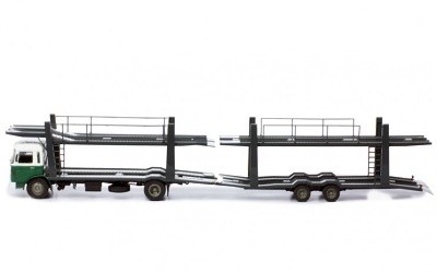 PŘEPRAVNÍK AUT MAN CAR TRANSPORTER WITH TRAILER 1970 GREEN / WHITE - Photo 1 PŘEPRAVNÍK AUT MAN CAR TRANSPORTER WITH TRAILER 1970 GREEN / WHITE - Photo 1