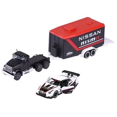 AUTÍČKO MAJORETTE TRAILER SET MACK GRANITE w/ NISSAN GT-R NISMO GT3 - Photo 1