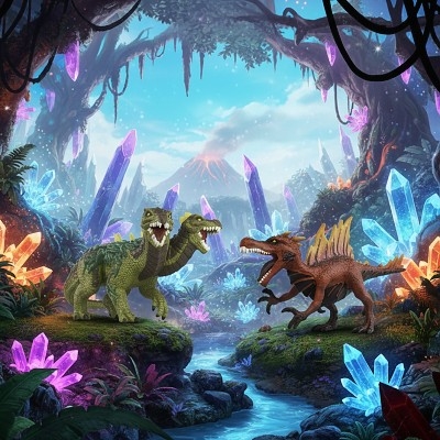 SCHLEICH 70834 Ohnivý dinosaurus w/ Ještěr z džungle - Photo 1