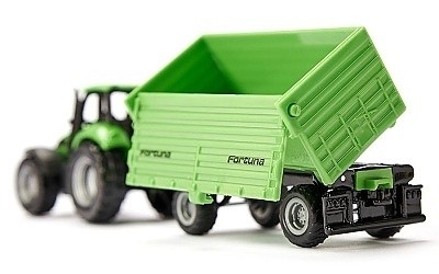 SIKU 1606 TRAKTOR DEUTZ-FAHR AGROTON SE SKLÁPĚCÍM PŘÍVĚSEM FORTUNA - Photo 3