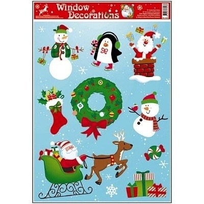 Samolepky vánoce na okna barevné ( vzor 2 ) 38x30