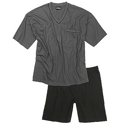 Pánské pyžamo ADAMO krátký rukáv a krátké kalhoty šedé s proužkem