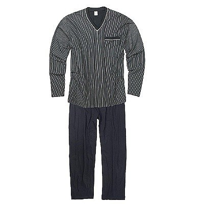 Pánské pyžamo ADAMO dlouhé tmavě modré s proužkem
