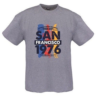 Pánské tričko ADAMO SAN FRANCISCO šedé krátký rukáv 8XL - 12XL