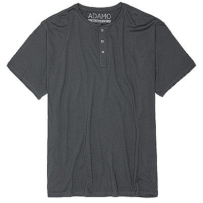 Pánské tričko ADAMO SILAS tmavě šedé na knoflíčky krátký rukáv 7XL - 10XL