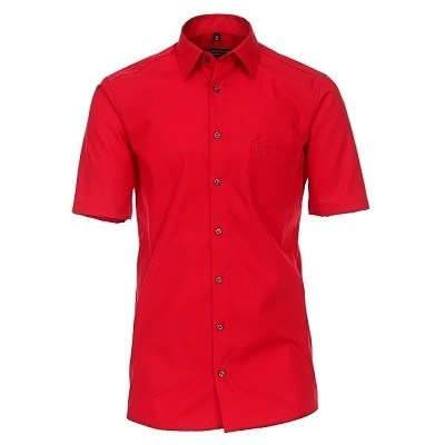 Pánská košile Casa Moda Comfort Fit popelínová červená krátký rukáv vel. 48 - 56 (3XL - 7XL)