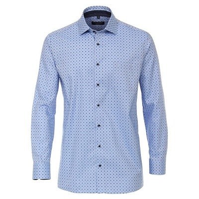Pánská košile Casa Moda Comfort Fit Premium dvojitý límec modrá modní tisk hvězdičky dlouhý rukáv vel. 48 - 56 (3XL - 7XL)