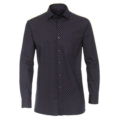 Pánská košile Casa Moda Comfort Fit Premium keprová modní tisk kroužky modrá dlouhý rukáv vel. 48 - 56 (3XL - 7XL)