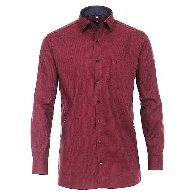 Pánská košile Casa Moda Comfort Fit červená se strukturou dlouhý rukáv vel. 48 - 56 (3XL - 7XL)