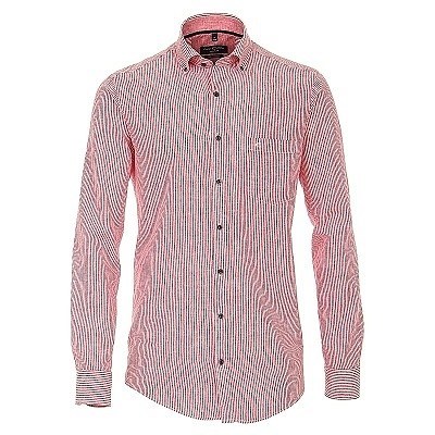Pánská košile Casa Moda Comfort Fit lněná červeno bílý proužek vel. 3XL - 7XL (48 - 56)
