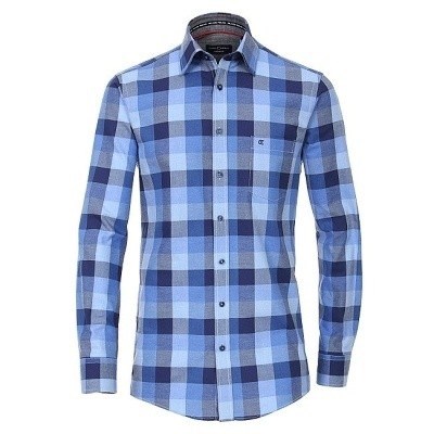Pánská košile Casa Moda Comfort Fit keprová modré káro vel. 5XL - 7XL (51 - 56)