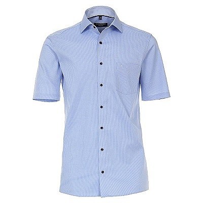 Pánská košile Casa Moda Comfort Fit modrá se strukturou krátký rukáv vel. 48 - 56 (3XL - 7XL)