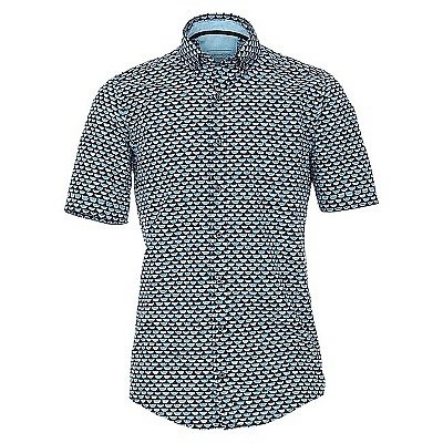Pánská košile Casa Moda Comfort Fit popelínová modní tisk krátký rukáv vel. 48 - 56 (3XL - 7XL)