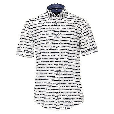 Pánská košile Casa Moda lněná módní tisk květy krátký rukáv vel. 4XL - 7XL (50 - 56)