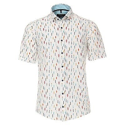 Pánská košile Casa Moda lněná modní tisk surfy krátký rukáv vel. 4XL - 7XL (50 - 56)