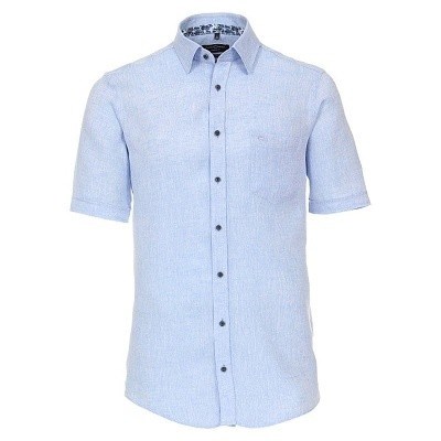 Pánská košile Casa Moda Comfort Fit lněná světle modrá krátký rukáv vel. 3XL - 7XL (48 - 56)