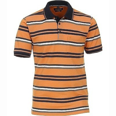Pánská polokošile - tričko s límečkem oranžové Casa Moda 4XL - 6XL krátký rukáv