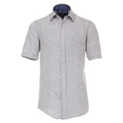 Pánská košile Casa Moda lněná stříbrná krátký rukáv vel. 4XL - 7XL (49 - 56)