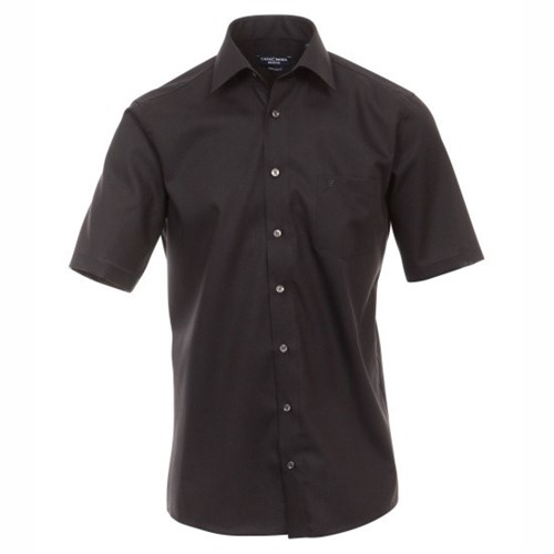 Pánská košile Casa Moda Comfort Fit černá krátký rukáv vel. 49 - 56 (4XL - 7XL)