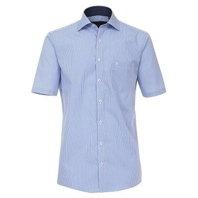 Pánská košile Casa Moda Comfort Fit krátký rukáv modrobílá kostička vel. 49 - 56 (4XL - 7XL)