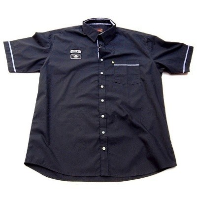 Pánská košile Kamro 15482/228 černá s potiskem na zádech krátký rukáv 8XL - 10XL