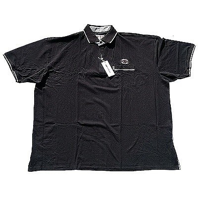 Pánské tričko s límečkem černé - polokošile krátký rukáv 7XL - 12XL