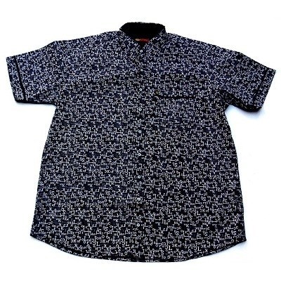 Pánská košile Kamro černá s bílými písmenky krátký rukáv 9XL - 12XL