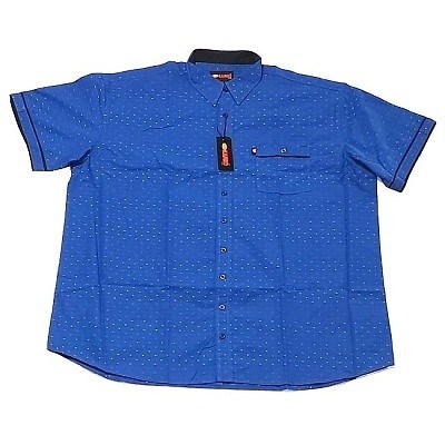 Pánská košile modrá s barevnými puntíky Kamro 16235/222 ve vel. 5XL - 10XL krátký rukáv