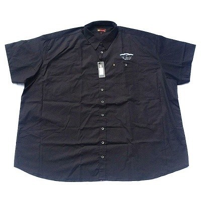 Pánská košile Kamro 16254/229 černá s potiskem na zádech krátký rukáv 8XL - 10XL