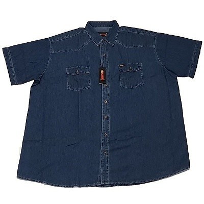 Pánská riflová košile JEANS Kamro 22756/222 tmavě modrá vel. 5XL - 12XL krátký rukáv