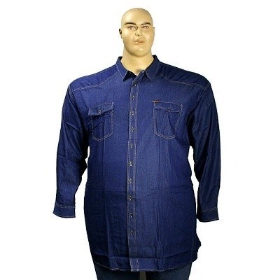 Pánská riflová košile JEANS Kamro 22756/263 tmavě modrá vel. 9XL - 12XL dlouhý rukáv