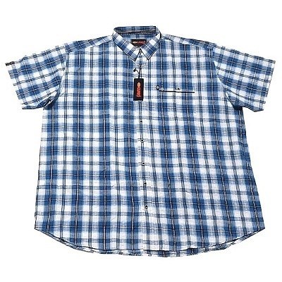 Pánská krepová modro - bílá košile Kamro 23414/201 vel. 5XL - 8XL krátký rukáv