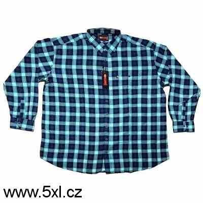 Pánská košile flanelová modro - zelená dlouhý rukáv 4XL - 6XL