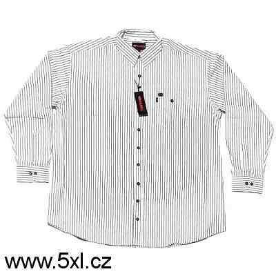 Pánská košile bílá s černým proužkem dlouhý rukáv 4XL - 12XL