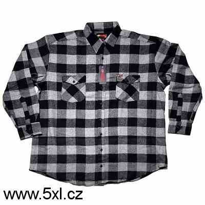 Pánská flanelová košile šedo - černá dlouhý rukáv 4XL - 8XL