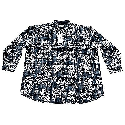 Pánská košile Kamro 23806/271 šedo-černá s potiskem palmových lístků dlouhý rukáv 7XL - 10XL