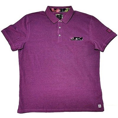 Pánská polokošile - tričko s límečkem KITARO fialové krátký rukáv 4XL - 6XL