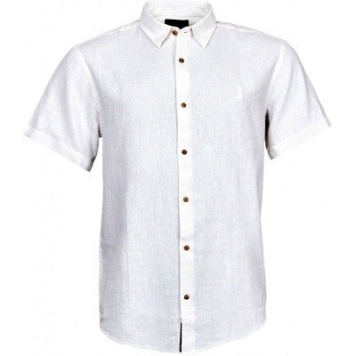 Pánská košile lněná NORTH 56°4 krátký rukáv bílá 4XL - 8XL