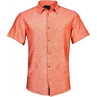 Pánská košile lněná NORTH 56°4 krátký rukáv oranžová 4XL - 8XL