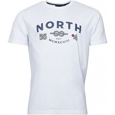 Pánské tričko s 3D nápisem bílé NORTH 56°4 krátký rukáv 7 XL - 10XL
