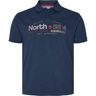Pánská polokošile - tričko s límečkem tmavě modré NORTH 56°4 s potiskem 5XL - 8XL krátký rukáv