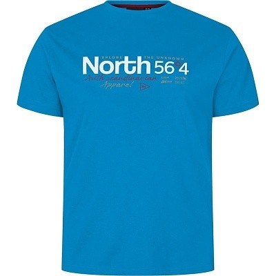 Pánské tričko NORTH 56°4 modré potisk XPLORE THE UNCNOWN 5XL - 8XL krátký rukáv