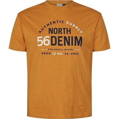 Pánské tričko NORTH 56°4 okrové potisk AUTHENTIC SUPPLY 5XL - 8XL krátký rukáv