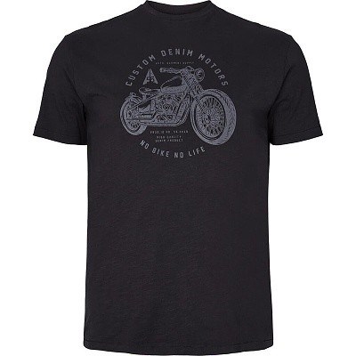 Pánské tričko NORTH 56°4 černé s potiskem motorky 5XL - 8XL krátký rukáv