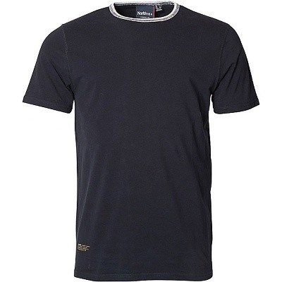 Pánské tričko elastické stretch NORTH 56°4 černé s šedým zdobeným lemem 3XL - 4XL krátký rukáv