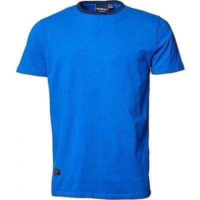 Pánské tričko elastické stretch NORTH 56°4 modré s černým zdobeným lemem 3XL - 5XL krátký rukáv